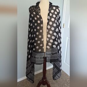 NEW  Polka Dot Gauze Scarf Wrap | Black & White | 35"x70" Lightweight Chic